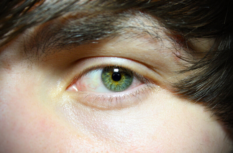 close-up of a green eye