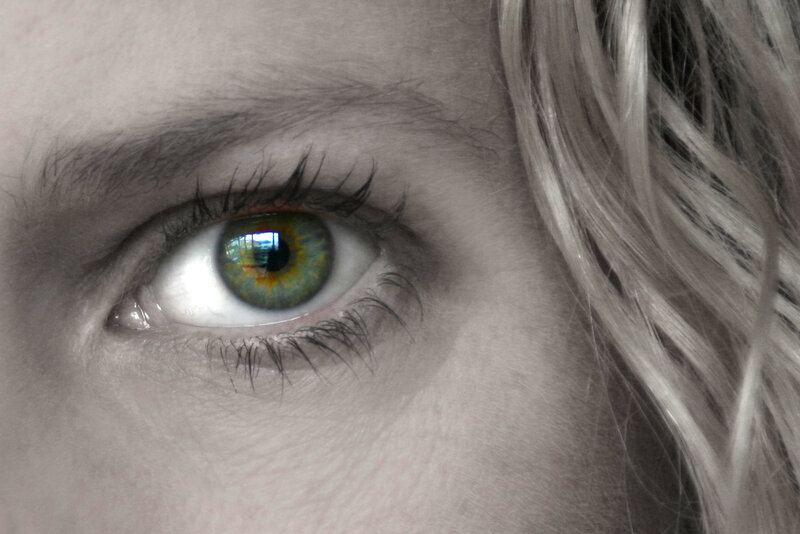 close-up of a green eye