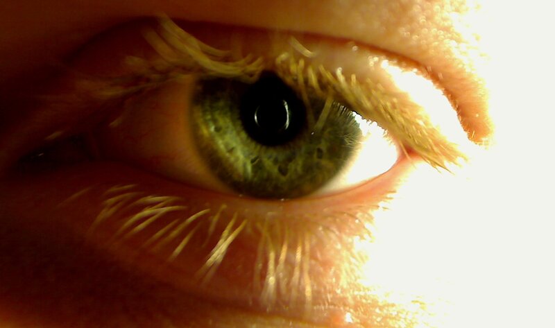 close-up of a green eye