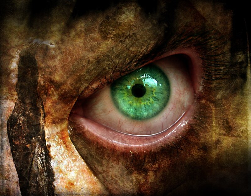 close-up of a green eye