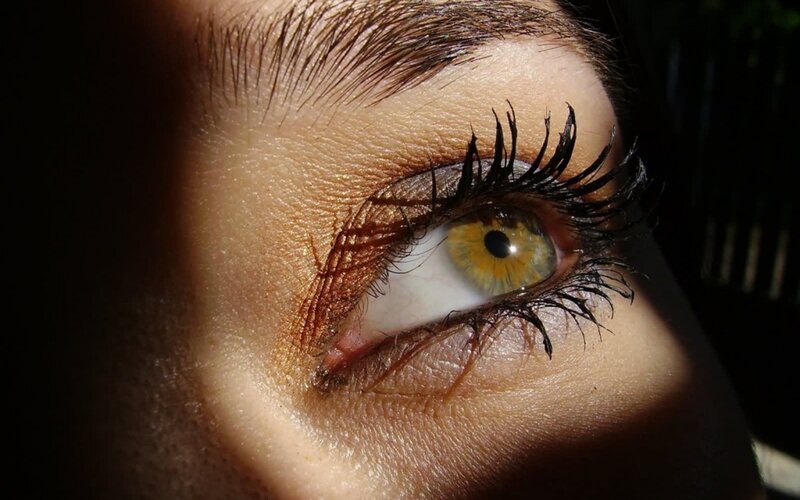 close-up of a green eye