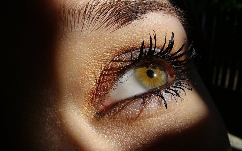 close-up of a green eye