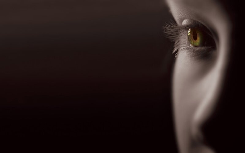 close-up of a green eye