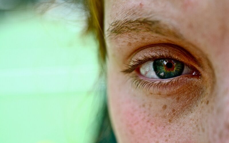 close-up of a green eye