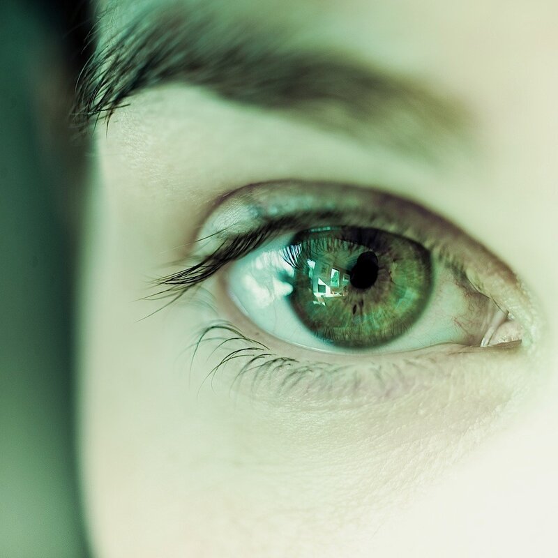 close-up of a green eye