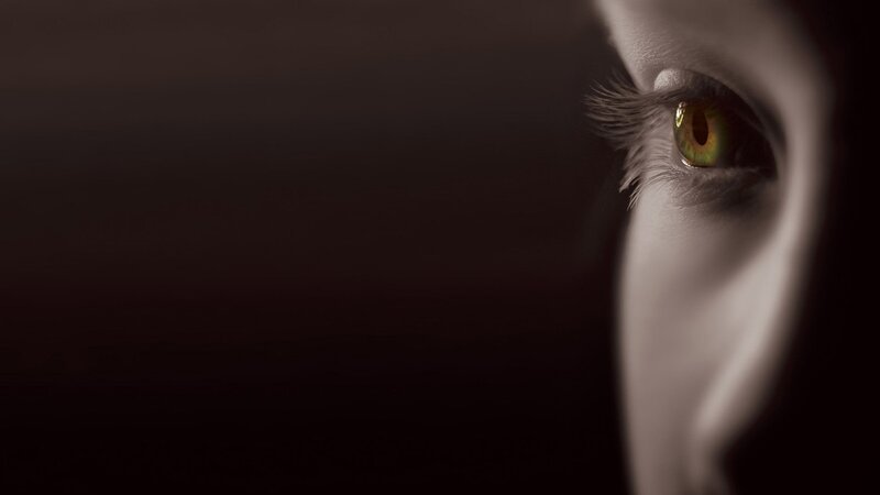 close-up of a green eye