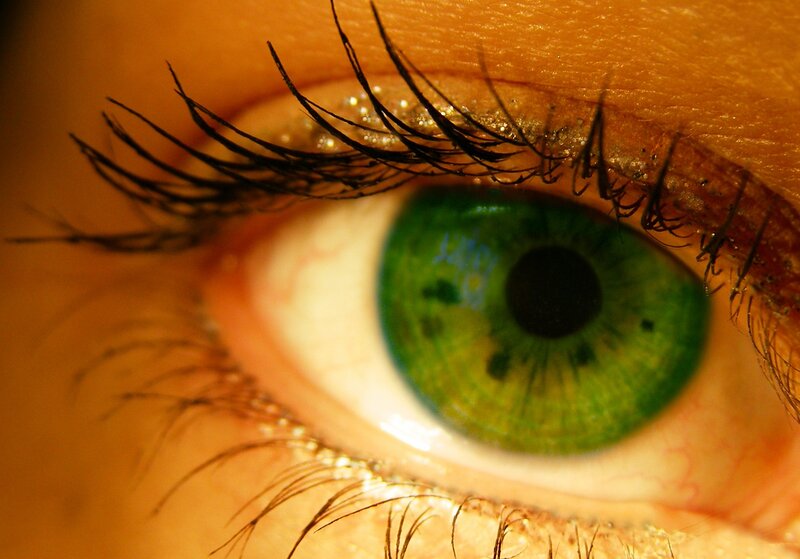 close-up of a green eye