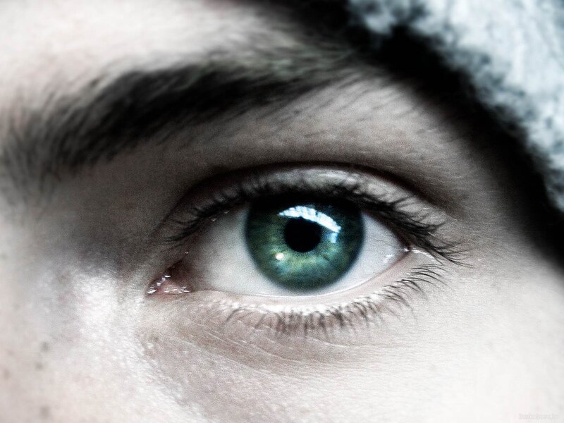 close-up of a green eye