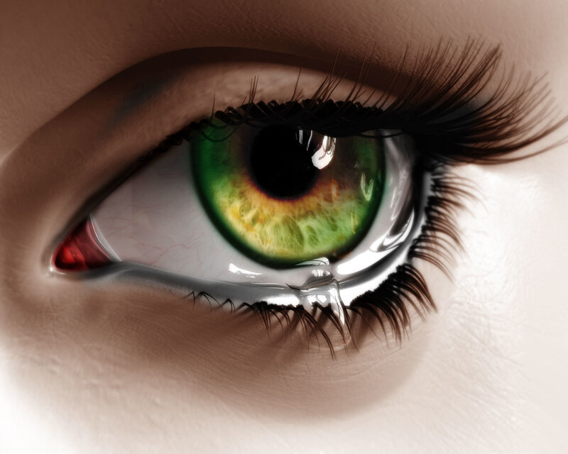 close-up of a green eye