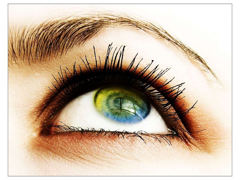 close-up of a green eye