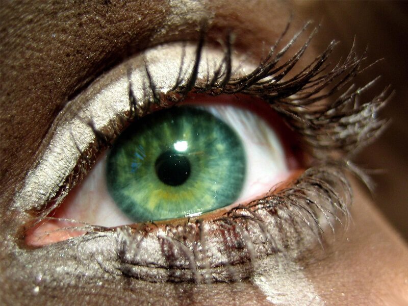 close-up of a green eye