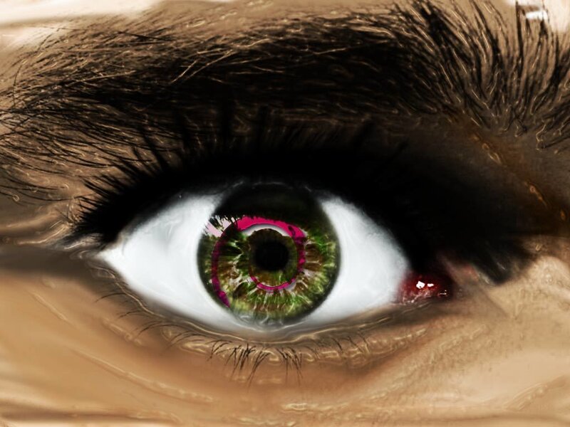 close-up of a green eye