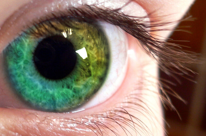 close-up of a green eye