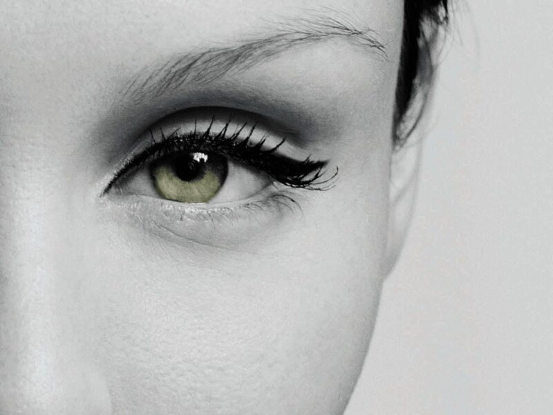 Close-up of a Green Eye — White
