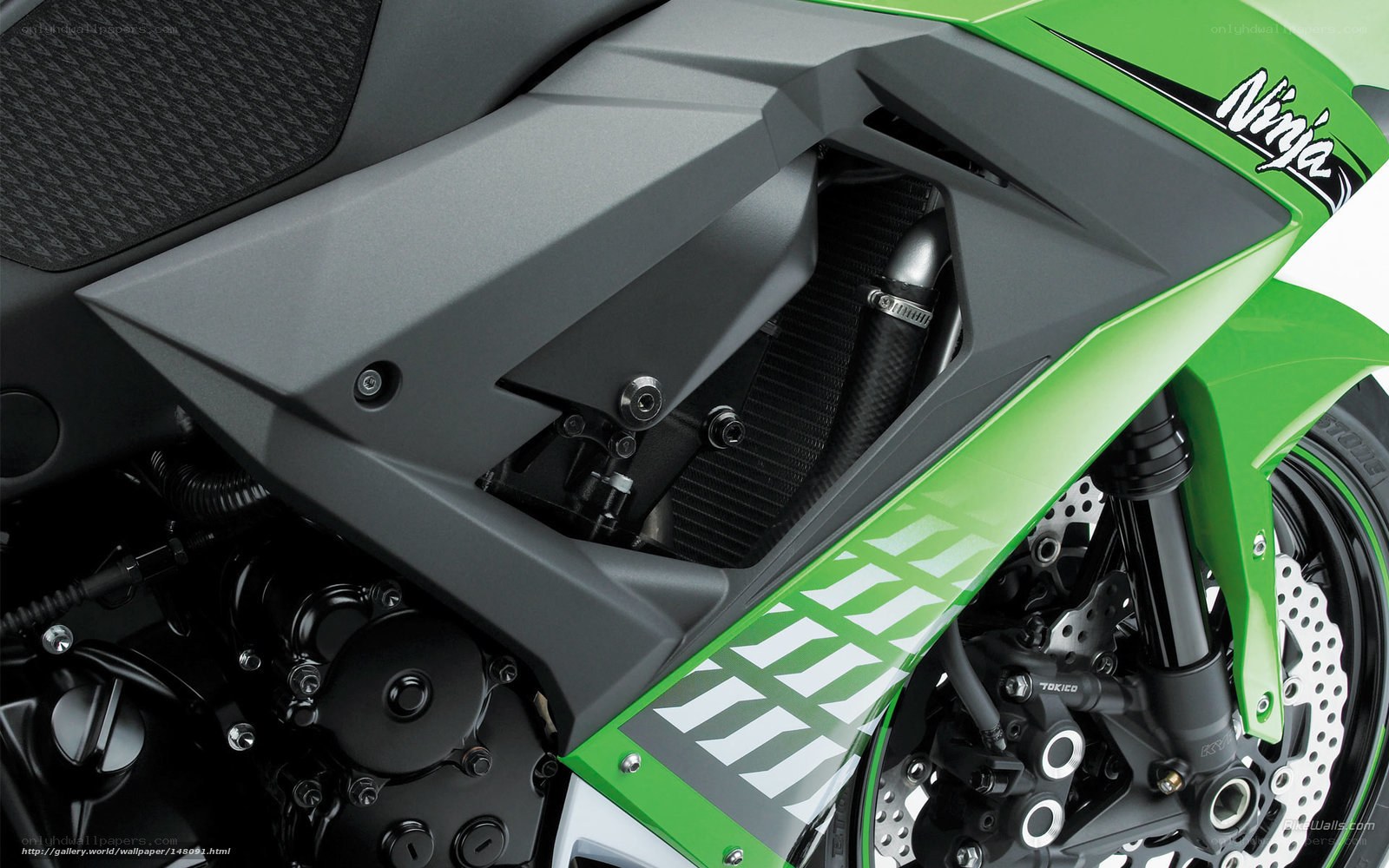 Close-up of a green motorcycle