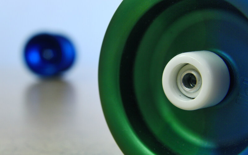 Close-up of a green yoyo