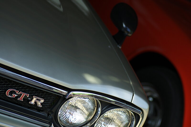 Close-up of a GT-R car