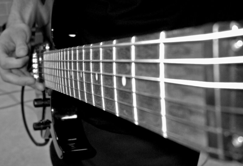 close-up of a guitar neck