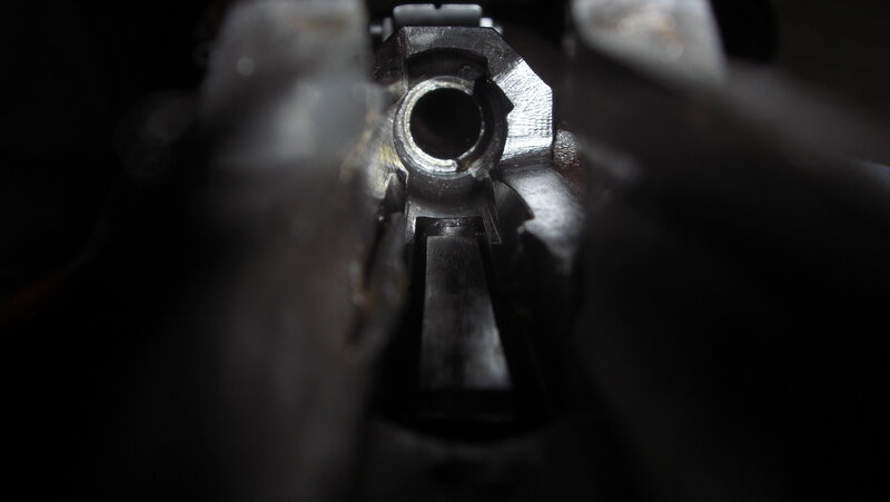 close-up of a gun barrel