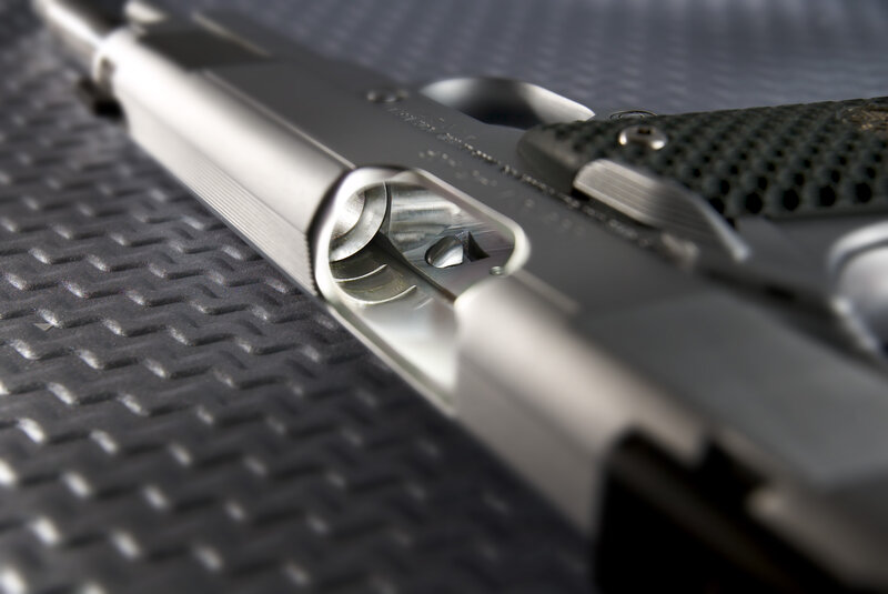 close-up of a handgun