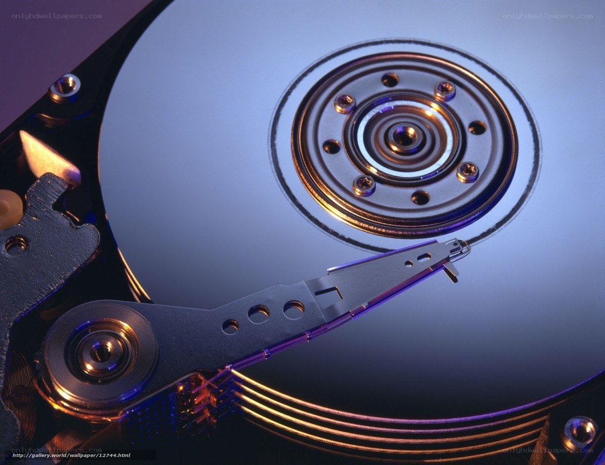 Close-up of a hard disk drive