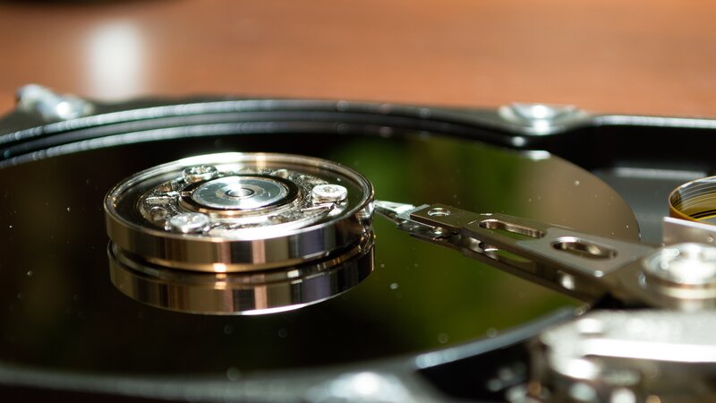 Close-up of a hard drive