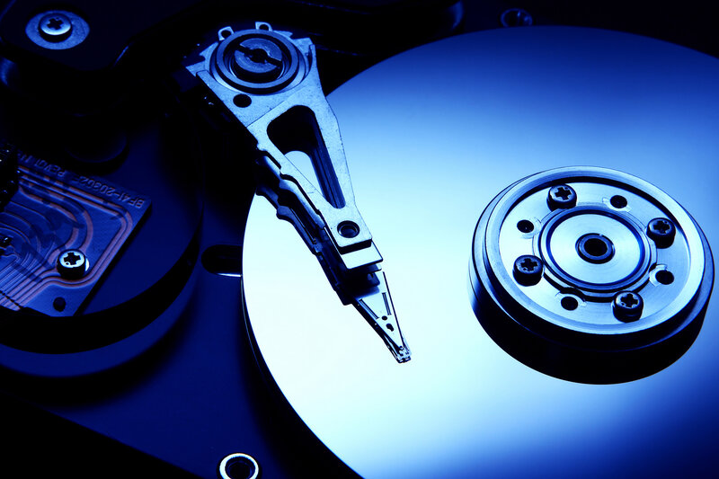 Close-up of a hard drive