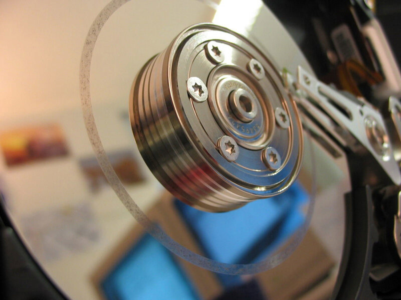 Close-up of a hard drive