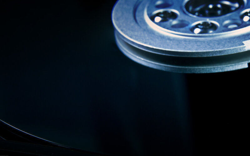 close-up of a hard drive