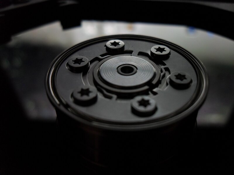close-up of a hard drive