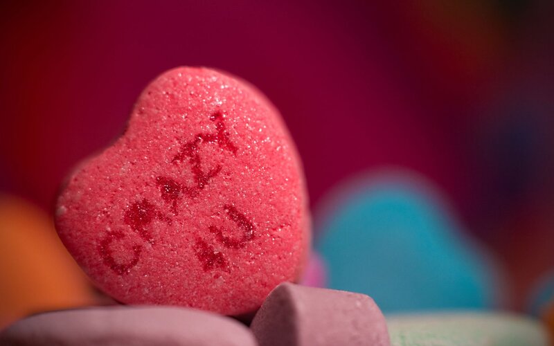 Close-up of a heart-shaped candy