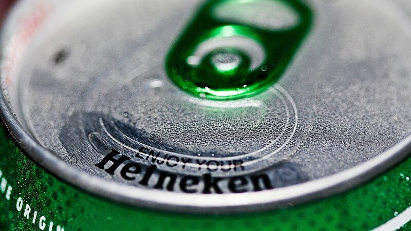 close-up of a Heineken can