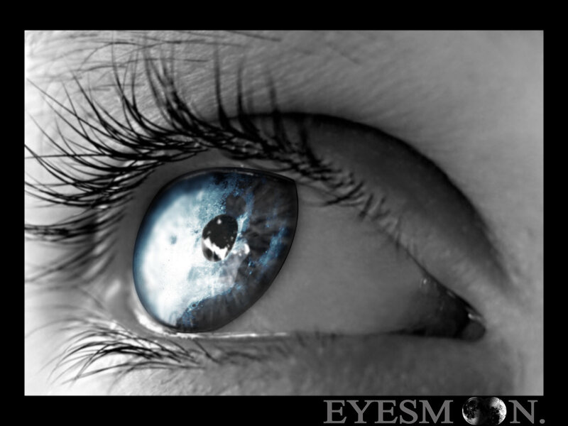Close-up of a Human Eye — Black, Dramatic, Digital Art, Eyelashes