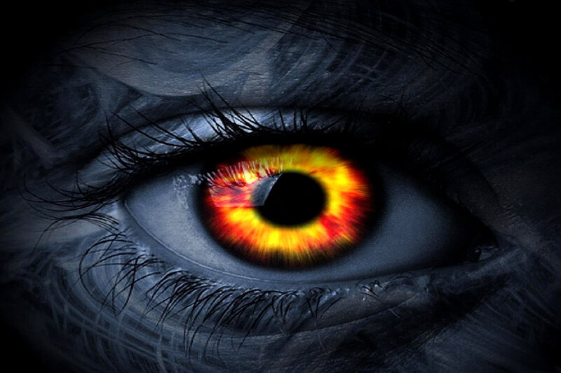 Close-up of a Human Eye — Black, Dramatic, Digital Art, Iris, Eyelash