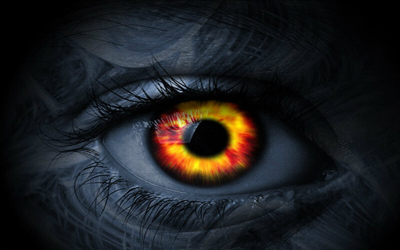 Close-up of a Human Eye — Black, Dramatic, Digital Art, Iris