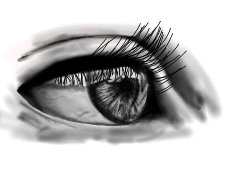 Close-up of a Human Eye — Black, Dramatic, Digital Art