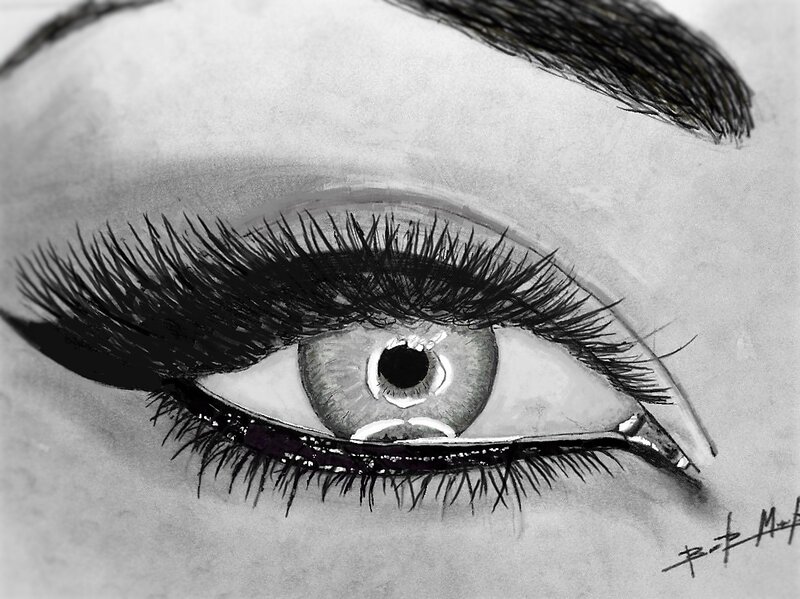 Close-up of a Human Eye — Black, Dramatic, Illustration, Eyelash