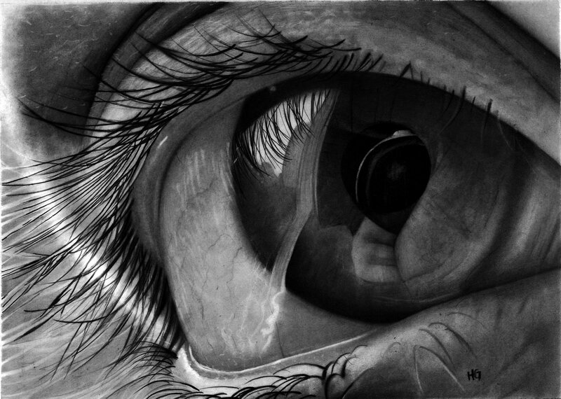 Close-up of a Human Eye — Black, Dramatic, Illustration