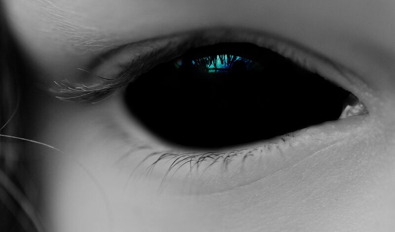 Close-up of a Human Eye — Black, Dramatic, Photograph, Eyelash, Reflection