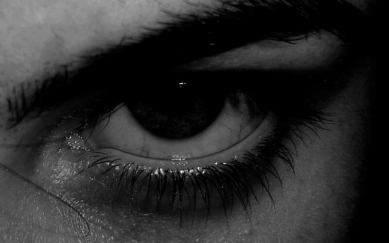 Close-up of a Human Eye — Black, Dramatic, Photograph, Eyelashes, Eyebrow