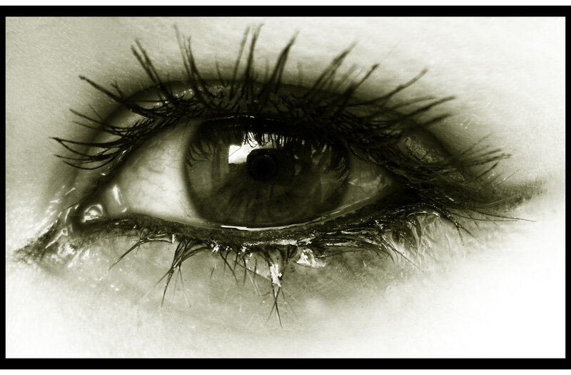 Close-up of a Human Eye — Black, Dramatic, Photograph, Eyelashes, Tear