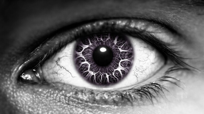 Close-up of a Human Eye — Black, Dramatic, Photograph, Iris, Eyelashes, Skin
