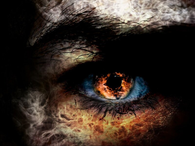 Close-up of a Human Eye — Blue, Dramatic, Digital Art, Eyelash