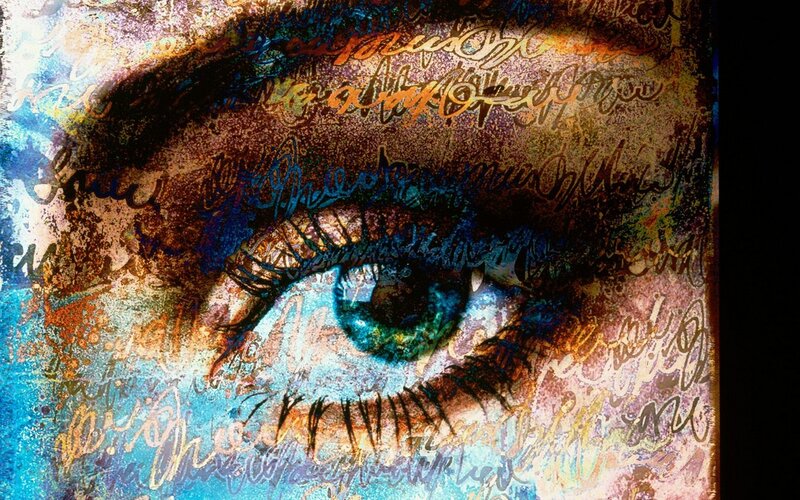 Close-up of a Human Eye — Blue, Dramatic, Digital Art, Eyelashes