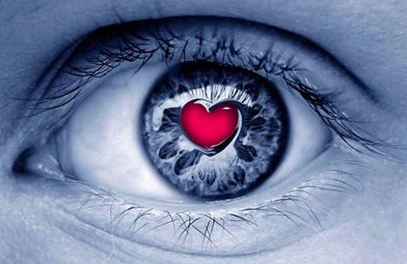 Close-up of a Human Eye — Blue, Dramatic, Digital Art, Heart