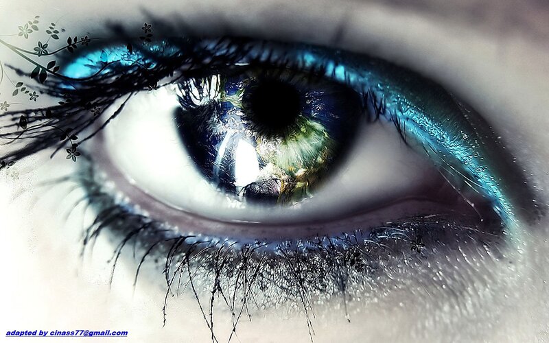 Close-up of a Human Eye — Blue, Dramatic, Digital Art, Iris