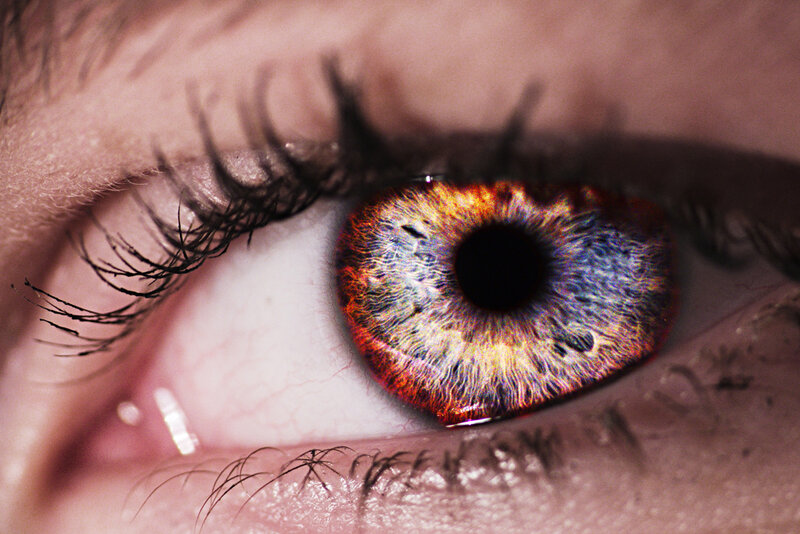 Close-up of a Human Eye — Blue, Dramatic, Photograph, Eyelashes, Iris