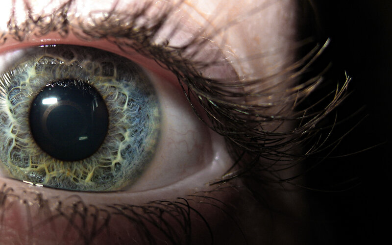 Close-up of a Human Eye — Blue, Dramatic, Photograph, Iris, Eyelashes