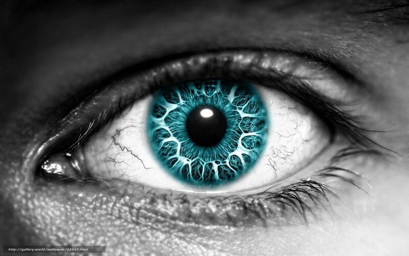 Close-up of a Human Eye — Blue, Dramatic, Photograph