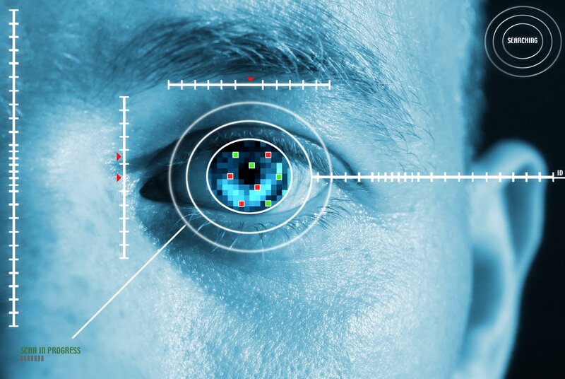 Close-up of a Human Eye — Blue, Technological
